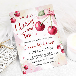 Invitación Ducha de bebé Cherry on Top