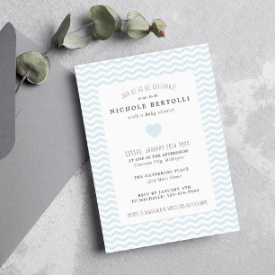 Invitación Ducha de Bebé Chevron Azul