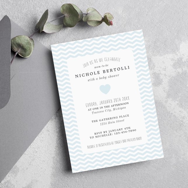 Invitación Ducha de Bebé Chevron Azul (Subido por el creador)