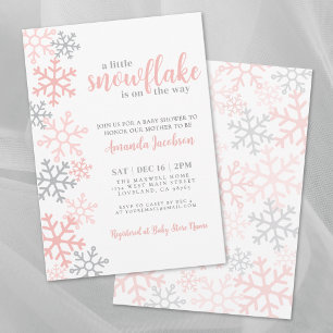 Invitación Ducha de Bebé Chica de Invierno Copo de Nieve