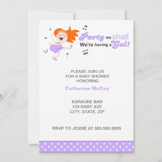 Invitación Ducha de bebé chica Purple Dancing Redhead, futura