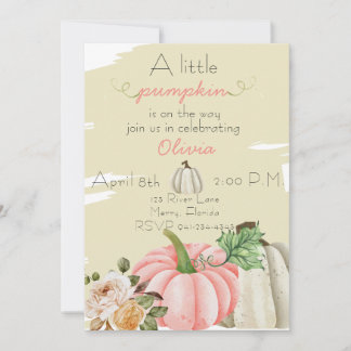 Invitación Ducha de bebé chica Se acerca una calabaza