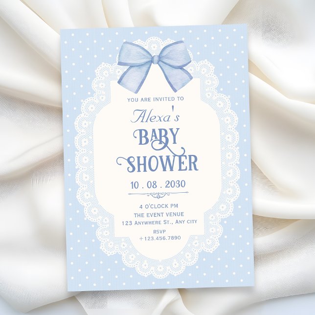Invitación Ducha de bebé choquette de lazo azul (Subido por el creador)