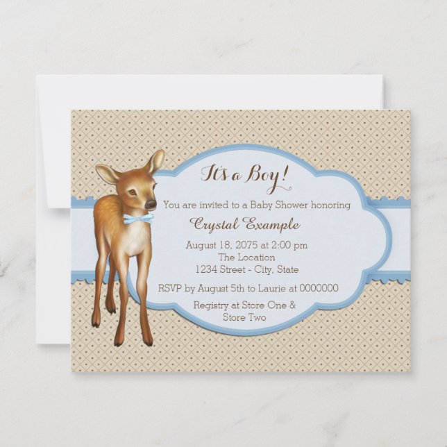 Invitación Ducha de Bebé Ciervo (Anverso)