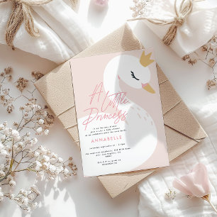 Invitación Ducha de bebé cisne femenino rosa acuático lindo e