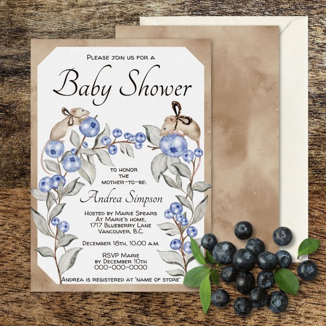 Invitación Ducha de bebé color agua y arándano (Subido por el creador)