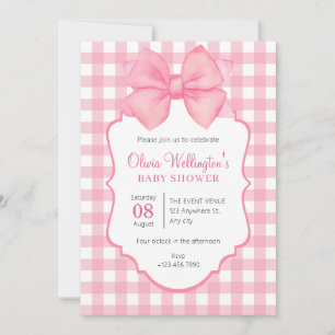 Invitación ducha de bebé color pastel rosa