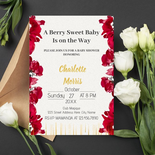 Invitación Ducha de bebé color rojo y rosa (Subido por el creador)