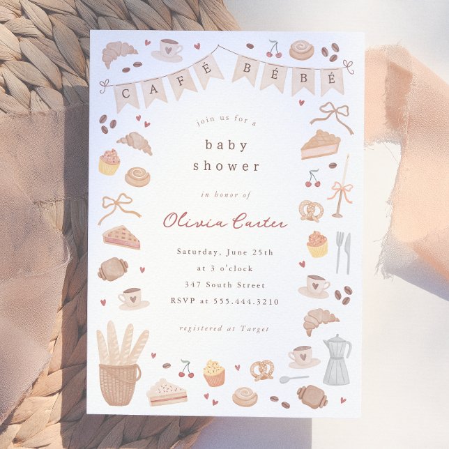 Invitación Ducha de bebé con acuarela Café Bebe (Subido por el creador)