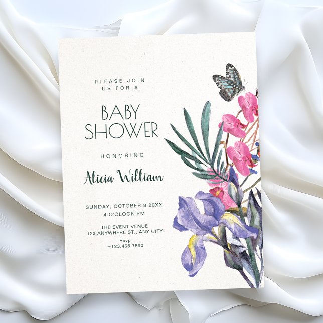 Invitación ducha de bebé con acuarela floral (Subido por el creador)