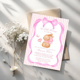 Invitación Ducha de bebé con arco rosa conejo