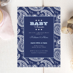 Invitación Ducha de bebé con bandana americana azul