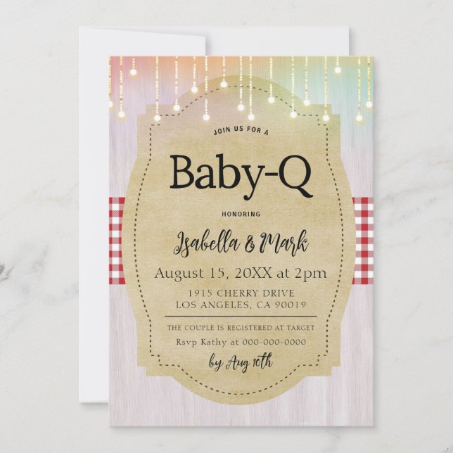 Invitación Ducha De Bebé Con Barbacoa Baby-Q (Anverso)