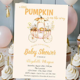 Invitación Ducha de bebé con Carruaje de Calabaza de lunares