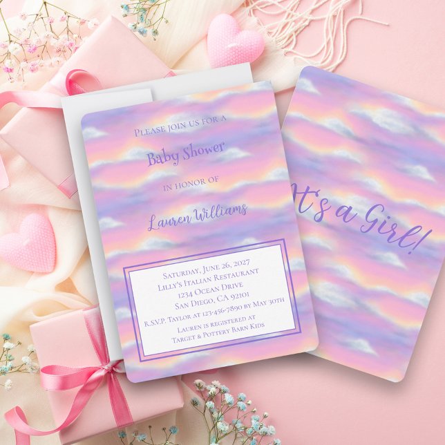Invitación Ducha de Bebé con Cielo de Arcoíris Pastel (Subido por el creador)