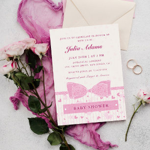Invitación Ducha de bebé con cinta de lazo de corazón de amor
