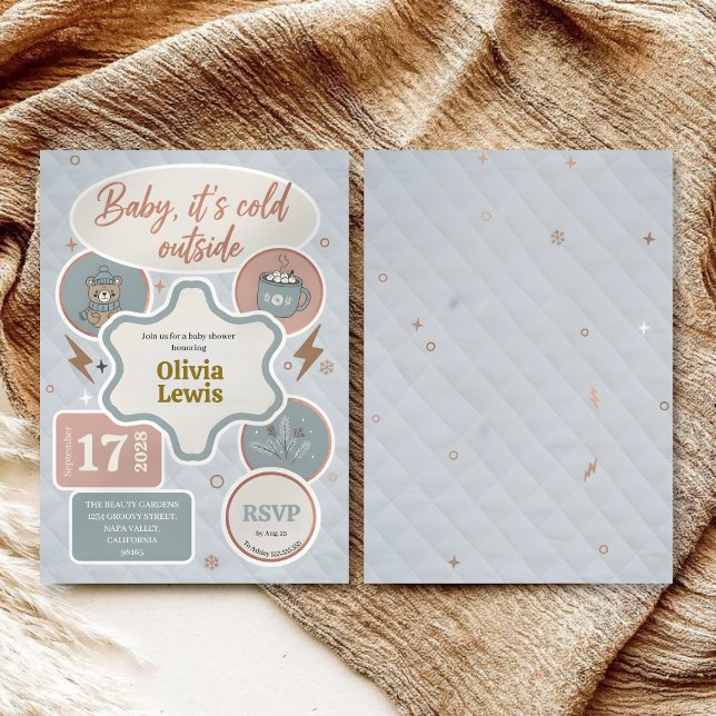 Invitación Ducha de bebé con edredón moderno, Hace frío afuer (Subido por el creador)