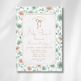 Invitación Ducha de bebé con flores silvestres de melocotón s