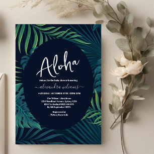 Invitación Ducha de bebé con flores tropicales bohemias