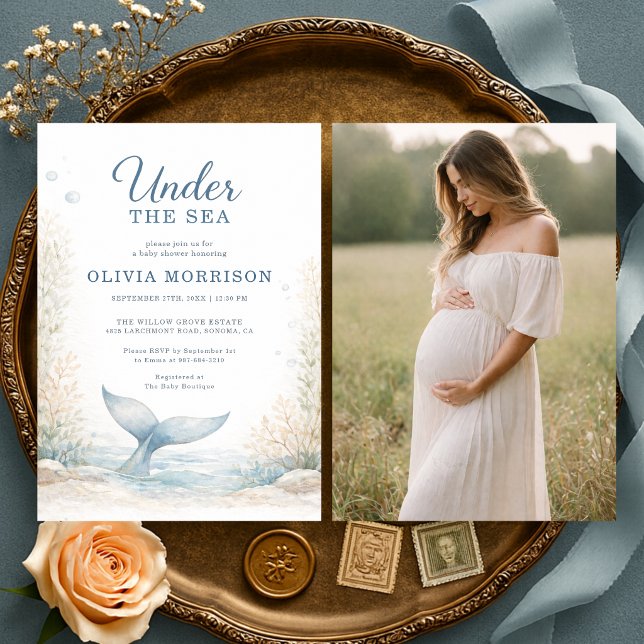 Invitación Ducha de bebé con foto bajo el mar (Subido por el creador)