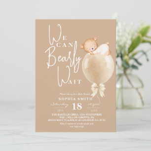 Invitación Ducha de bebé con globo de oso moderno y lindo
