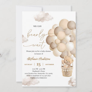 Invitación Ducha de bebé con globo de oso pardo