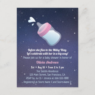 Invitación Ducha de Bebé con Humor Espacial sobre la Vía Láct