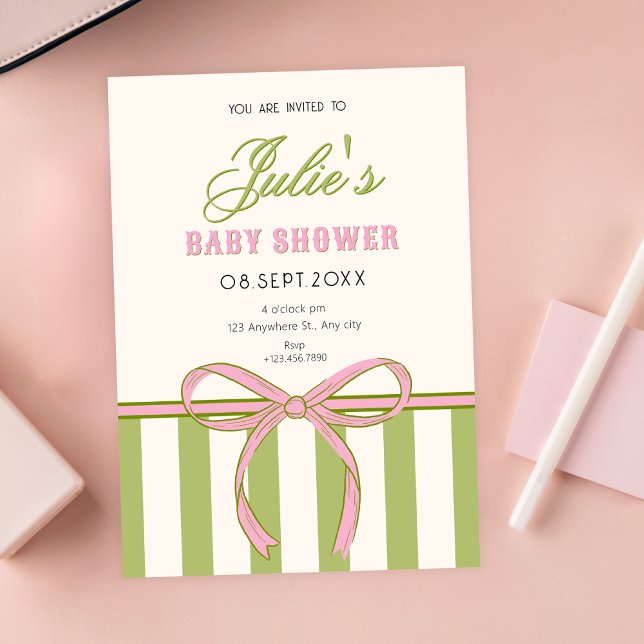 Invitación Ducha de bebé con lazo (Subido por el creador)