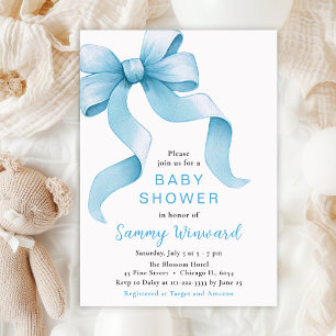 Invitación Ducha de Bebé con Lazo Coqueto Azul