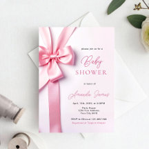 Ducha de bebé con lazo de cinta rosa