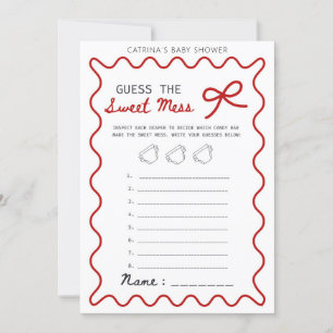 Invitación Ducha de bebé con lazo rojo - Nombre editable, 5x7