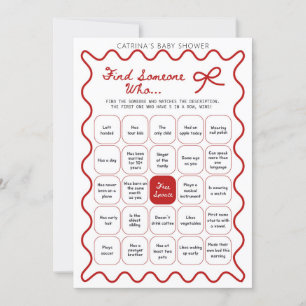 Invitación Ducha de Bebé con Lazo Rojo - Nombre Editable, Inv