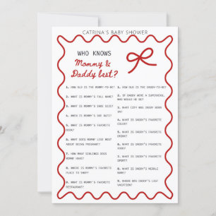 Invitación Ducha de Bebé con Lazo Rojo - Nombre Editable, Inv