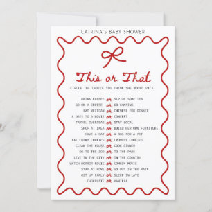 Invitación Ducha de Bebé con Lazo Rojo - Nombre Editable, Inv