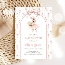 Ducha de Bebé con Lazo Rosa y Conejo Floral