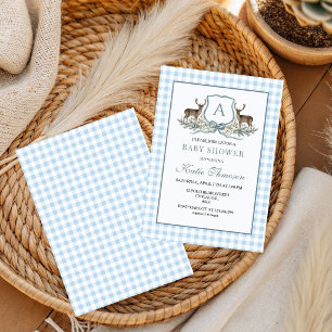 Invitación Ducha de bebé con monograma Deer Crest para caza d
