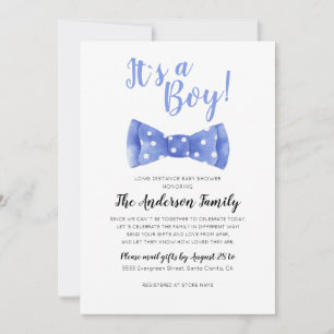 Invitación Ducha de bebé con pajarita por correo a larga dist