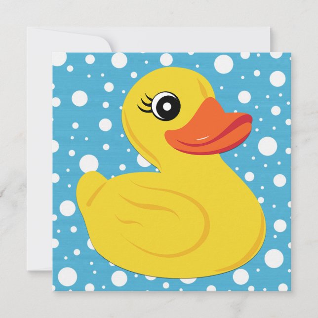 Invitación Ducha de bebé con pato de goma amarillo (Anverso)