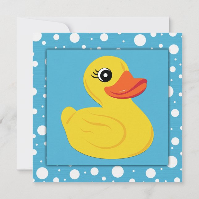 Invitación Ducha de bebé con pato de goma amarillo (Anverso)