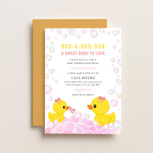 Invitación Ducha de bebé con pato de goma rosa