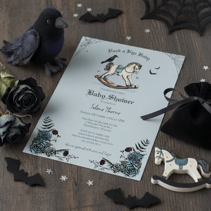Invitación Ducha de bebé con patrón de caballo de balancín gó