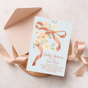 Invitación Ducha de Bebé con Ramo de Lazo