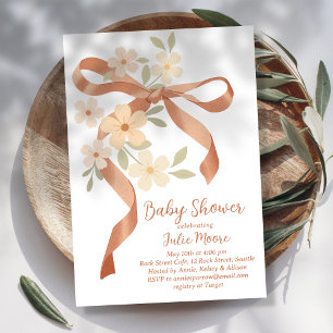 Invitación Ducha de Bebé con Ramo de Lazo