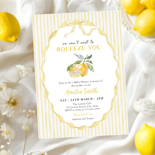 Invitación Ducha de bebé con rayas de limón cítrico (Subido por el creador)