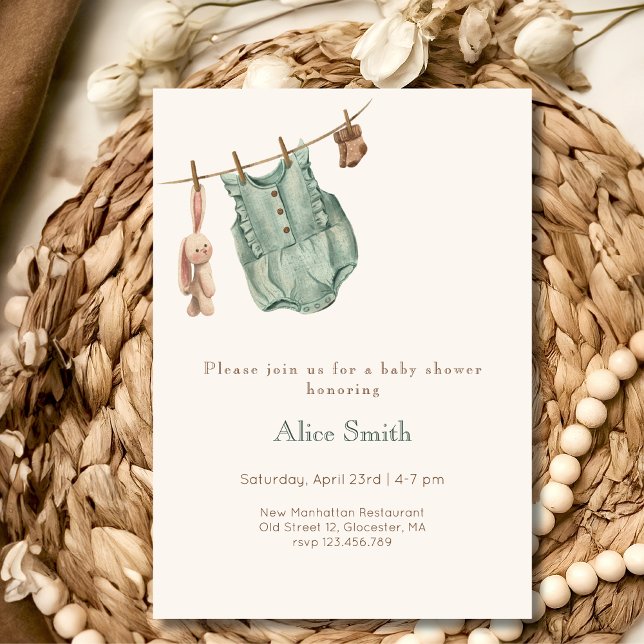 Invitación Ducha de bebé con ropa de bebé (Subido por el creador)