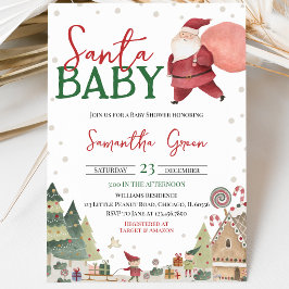Invitación Ducha de Bebé con Santa Neutro en Género