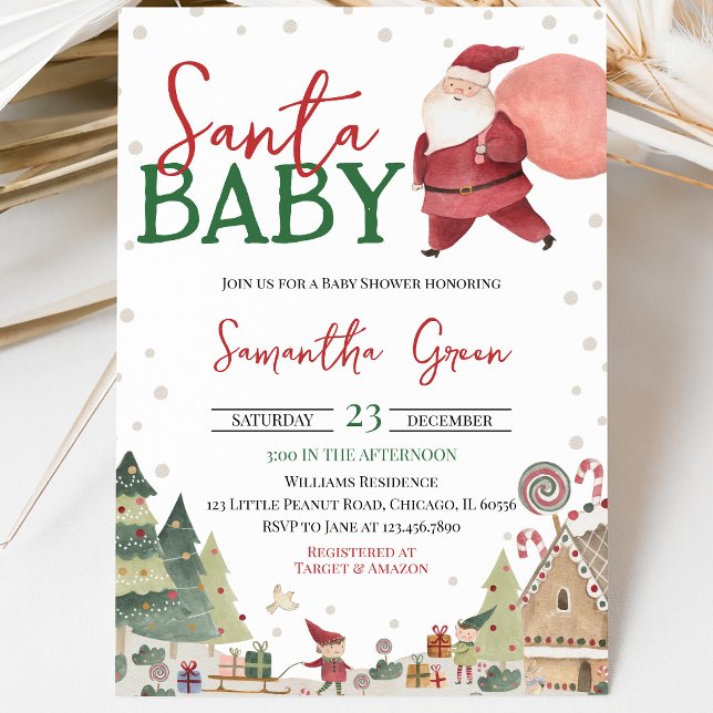 Invitación Ducha de Bebé con Santa Neutro en Género (Subido por el creador)
