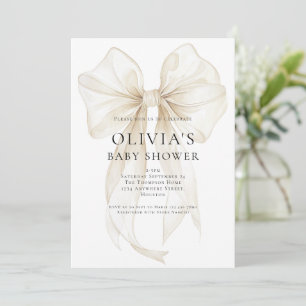 Invitación Ducha de Bebé con Superposición de Texto de Lazo d