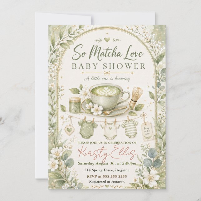 Invitación Ducha de Bebe con Tanto Amor Matcha (Anverso)