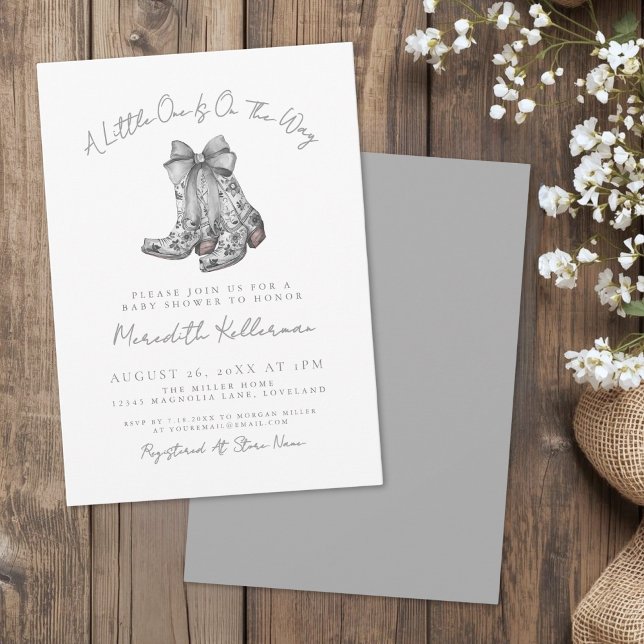 Invitación Ducha de bebé con tema campestre (Country Bow Baby Shower Invitation)